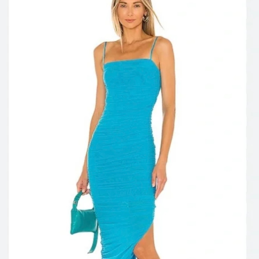 Blue Ruched Midi Dress by SNDYS
